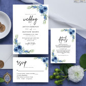 Liebliche Hochzeit mit Blauer Flora Dankeskarte