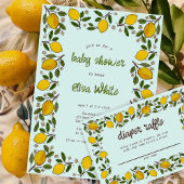 Lemons Rustic CUSTOM QR Code BABY SHOWER Einladung