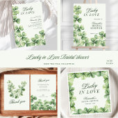 Lucky in Love Green Shamrock Bridal Shower  Serviette
