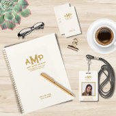 Luxe Ivory Gold 3 Letter Monogram Business Logo Notizblock