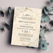 Marble Texture Lace QR UAWG Muslim Wedding Website Begleitkarte