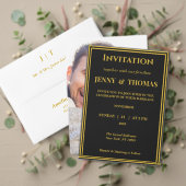 Luxus-Hochzeitsprogrammkarte Schwarz & Gold mit Mo Programm (Personalisieren Sie die Kollektion dieses unabhängigen Creators. Test)