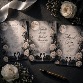 Luxus-Gotisches-Hochzeitsprogramm mit schwarzer Sc Menükarte