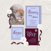Luxury Plum and Periwinkle QR Code Formal Wedding RSVP Karte