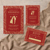 Luxury Red & Antique-Gold Wedding Serviette (Personalisiere diese Kollektion eines unabhängigen Creators.)