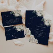 Elegante Hochzeit von der Marine White & Sage Flor Einladung