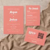 Moderne Coral Pink Script Hochzeit Einladung (Personalisiere diese Kollektion eines unabhängigen Creators.)