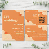 kühne und farbenfrohe Retro-Sommerhochzeit Dankeskarte (Personalisiere diese Kollektion eines unabhängigen Creators.)