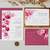 Boho Magenta Hot Pink Floral Elegante Hochzeit Programm