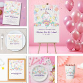 Magical cute unicorn girl birthday celebration poster