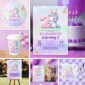 Unicorn Rainbow 2nd Birthday Party Decoration Runder Aufkleber