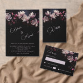Magnolia Black Floral RSVP Karte (Personalisiere diese Kollektion eines unabhängigen Creators.)