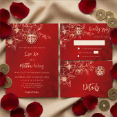 Magnolia Gold Red Chinese Wedding Flyer