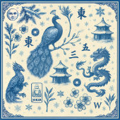 Holiday Cards Featuring Mahjong Toile & Charm Karte