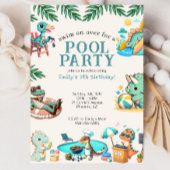 Dino Pool Party Geburtstag Runder Aufkleber