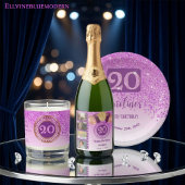 Modern Falling Pink Glitter 20th Birthday Geschenkanhänger