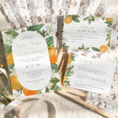 Mandarin Orange Watercolor Wedding Program Menükarte
