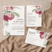 Rosa Blütenpink und Marsala-Rose Einladung (Personalisiere diese Kollektion eines unabhängigen Creators.)