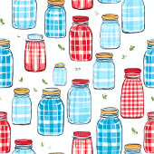 Red and Blue Gingham Mason Jar Pattern Pappbecher
