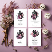 Vintag Glam Mauve Owls Gothic Engagement Party Einladung