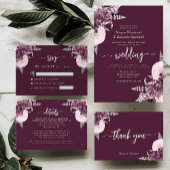 Budget Mauve Silver Floral QR Code Wedding Invite