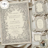 Medieval Fantasy Vintage Black Etching Wedding Begleitkarte