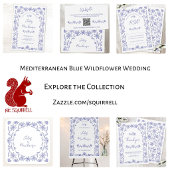 Mittelmeer Blaue Wildblume QR-Code Hochzeit Einladung