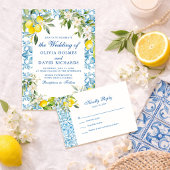 Mediterranean Lemon Wedding RSVP Karte