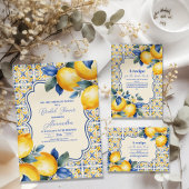 Italienisches Mittelmeer Tile & Lemon Brautparty Begleitkarte