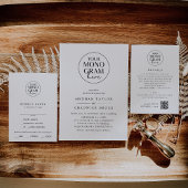 MEGHAN Monogram Schwarz-weiß Boho Probe Abendessen Einladung