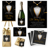 Mens Tuxedo Black Gold Geburtstagsparty Banner