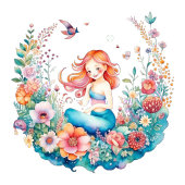 Mermaid Themed Girl's Birthday Girl Button