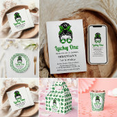 Messy Bun Lucky One 1. Geburtstagsmädchen Einladung