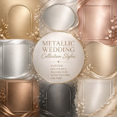 Romantic metallic Silver Oval Wedding Botanicals Einladung