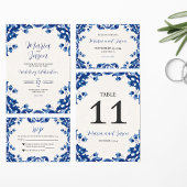Mexican Blue Floral Elegant Fiesta Wedding Save The Date