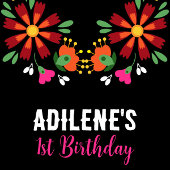 Schwarze ethnische Blume Fiesta mexikanische Stick Serviette