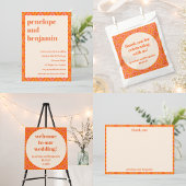 Moderne Orange Custom Wedding Mitte Jahrhundert Vi Runder Aufkleber