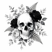 Gothic-Schädel-Blumen-Halloween Fußmatte