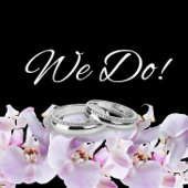 Hochzeitsweiße Orchideen auf Schwarz-Foto-QR-Code- All In One Einladung