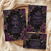 Lila Galaxie Gothic Wedding Einladung