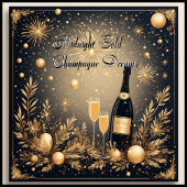Midnight Gold Faux Champagne Dream Bubbly New Year Serviette