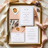 Minimalistisch und chic | Monogramm Schwarz und We Runder Aufkleber
