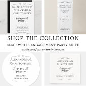 Minimal Black and White Script Engagement Party Einladung