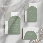 Rustic Boho Sage Green Arches Retro Wedding Dinner Menükarte