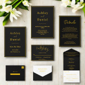 Elegante Luxus Schwarz und Gold Minimal Hochzeit Save The Date