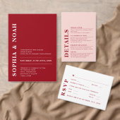 Modernes QR Code Rot & Weiß Hochzeitsdetails Foto Begleitkarte (Personalisiere diese Kollektion eines unabhängigen Creators.)