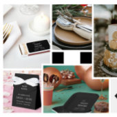 Elegantes Schwarz-Weiß-Script Personalisiert Tischnummer