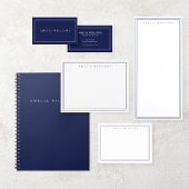 EleganBlue Two Border Minimalistisch Monogram Name Mitteilungskarte