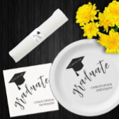 Minimalist Grad Cap Black & White Graduation Geschenktütchen