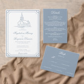 Einfache staubblaue christliche Kapelle Kirche Fot Save The Date (Personalisiere diese Kollektion eines unabhängigen Creators.)